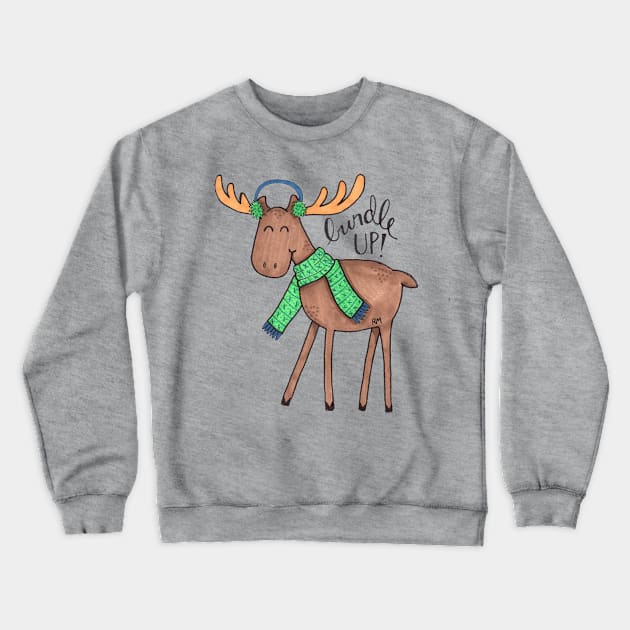 Bundle Up Cold Moose Crewneck Sweatshirt by RuthMCreative